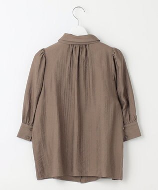Feroux 【洗える】リボンタイパフスリーブ ブラウス ダークブラウン系