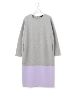 23区 【WEB&一部店舗限定カラーあり/洗える】ミラノリブ バイカラーニットワンピース ライトグレー×ラベンダー