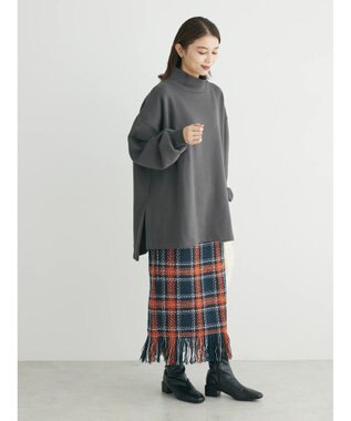 Green Parks Ｂｒｕｓｈｅｄ　タートル裏起毛チュニック Gray