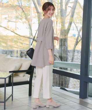 Tiaclasse L 【おのののかさん着用】半袖＆七分袖選べる袖丈バックフレアチュニック 七分袖グレージュ