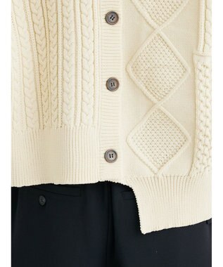 Green Parks ＫＢＦ　２ＷＡＹパッチワークニットカーディガン Off White