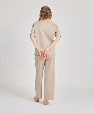 une nana cool 【綿100%】60/2 やわらか天竺 半袖開襟パジャマ MADE WITH LIBERTY FABRIC タン