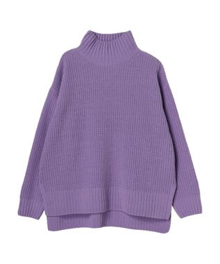 Green Parks ｍｏｋｏモール畦ニット前後差プルオーバー Purple
