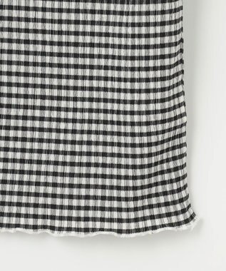 ANY KIDS シアー ギンガム 七分袖 Tシャツ ブラック