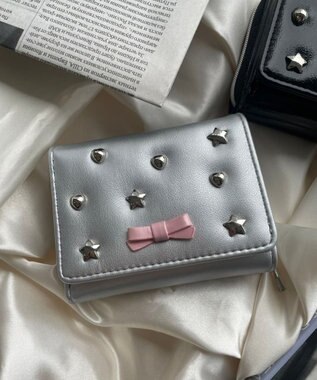 WEGO スタッズリボンウォレット シルバー