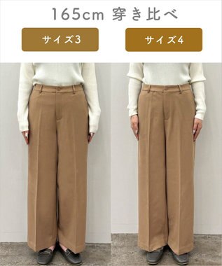 ANY L 【洗濯機可/ストレッチ/ウエストゴム/裏起毛】マルチファンクションストレッチワイドパンツ キャメル