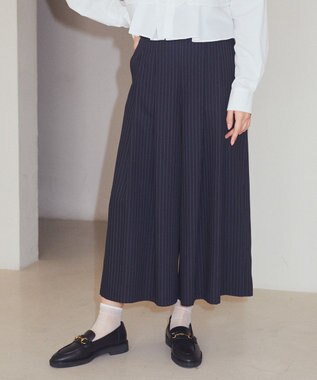 earth music&ecology 選べる丈タックスカーチョ Stripe Navy
