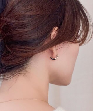 Phoebe 【金属アレルギー対応】【痛くないシリーズ】プチベゼルストーンフープライトフィットイヤリング　シャンパンゴールド シャンパンゴールド