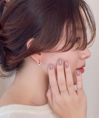 Phoebe 【金属アレルギー対応】【痛くないシリーズ】プチベゼルストーンフープライトフィットイヤリング　シャンパンゴールド シャンパンゴールド