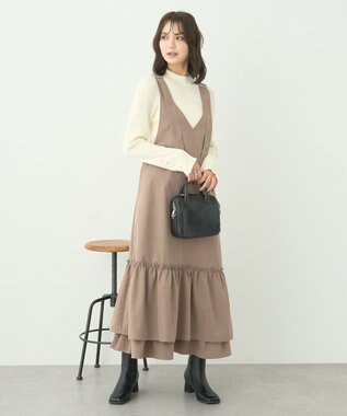 earth music&ecology スリーブ釦ニットプルオーバー Ivory