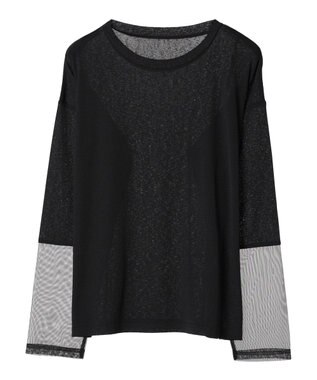 Green Parks 袖チュールドッキングプルオーバー Black