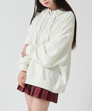 WEGO 【SCHOOLITEM】ルーズフィットプルパーカー オフホワイト