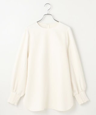 #Newans 【洗濯機可】シャーリングカフスパウダリーブラウス ホワイト