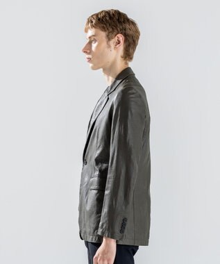 JOSEPH HOMME 新素材【シャツ感覚で羽織れる軽さ】シュリンクエアレザー　ジャケット ダークグリーン系