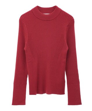 earth music&ecology スリーブ釦ニットプルオーバー Red