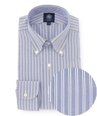 【PREMIUM PLEATS / 形態安定】イングリッシュストライプ ドレスシャツ / B.D.