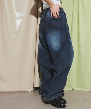 WEGO ブラストワイドデニム デニム濃色