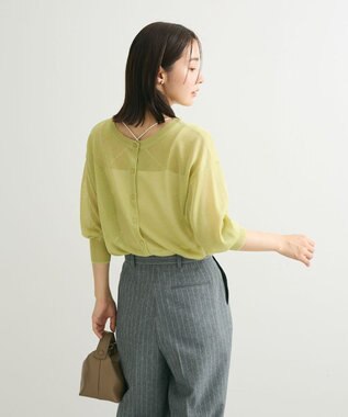 Green Parks ２ｗａｙ　７分袖ブライトシアーニットプルオーバー Green