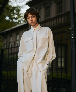 GRACE CONTINENTAL ウールミリタリーシャツ キナリ