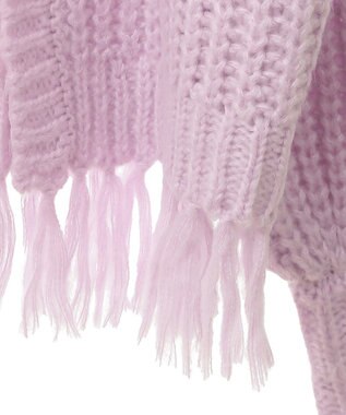 CRAFT STANDARD BOUTIQUE 洗える/フリンジニットカーディガン Purple