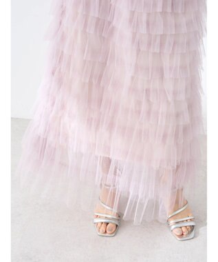 earth music&ecology ティアードフリルチュールスカート Shocking Pink