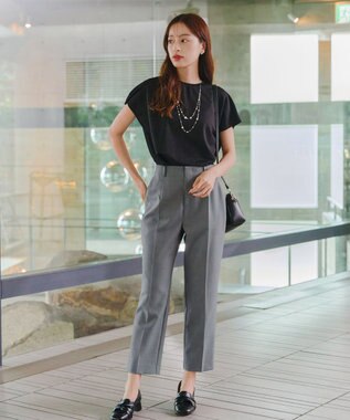 Tiaclasse 【洗える】テーパードパンツ チャコール