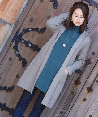 Tiaclasse L 【洗える】もっちり柔らかいハーフリブニットチュニック ブルー