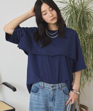 AMERICAN HOLIC レイヤード風加工Ｔシャツ Navy
