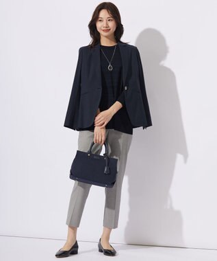 J.PRESS LADIES 【セットアップ対応】セルロースリネンストレッチ テーラード ジャケット ネイビー系