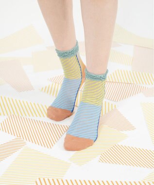 COQ しまうま シアーストライプソックス ライトオレンジ