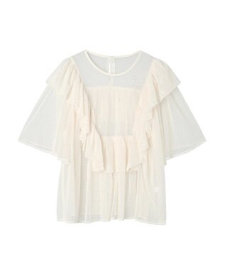 Green Parks ■ＥＳＣＡＲ　ドットチュールフレアヨークプルオーバー Ivory