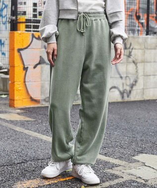 WEGO ピグメントロゴスウェットパンツ カーキ