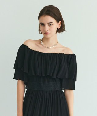 GRACE CONTINENTAL ラッフルレース切替マキシ ブラック