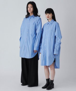 WEGO ストライプロングシャツ ブルーストライプ