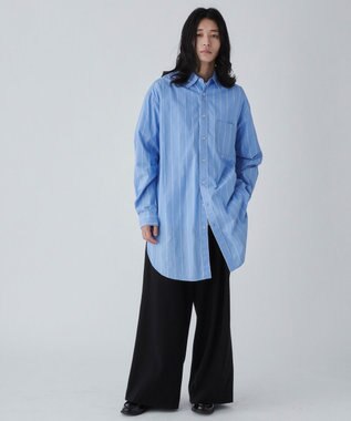 WEGO ストライプロングシャツ ブルーストライプ