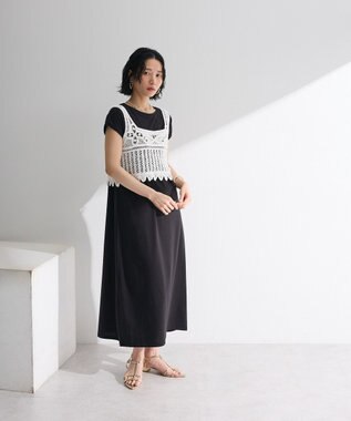 Green Parks SET2点クロシェベスト＋ワンピース Black
