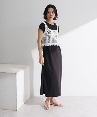 Green Parks SET2点クロシェベスト＋ワンピース Black