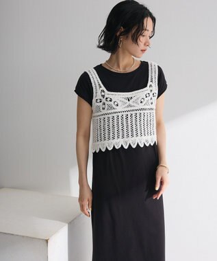 Green Parks SET2点クロシェベスト＋ワンピース Black