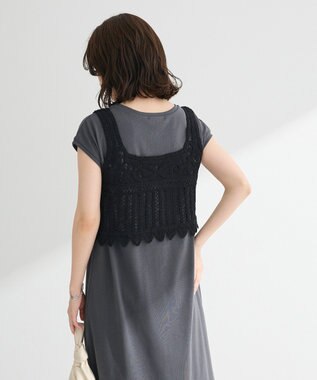 Green Parks SET2点クロシェベスト＋ワンピース Black