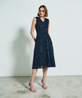 GRACE CONTINENTAL ローズレースドレス ネイビー