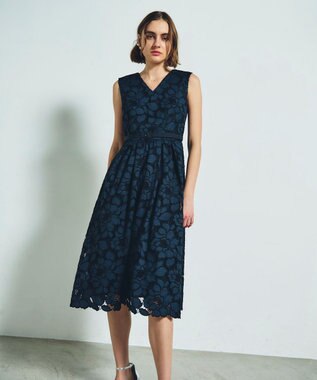 GRACE CONTINENTAL ローズレースドレス ネイビー