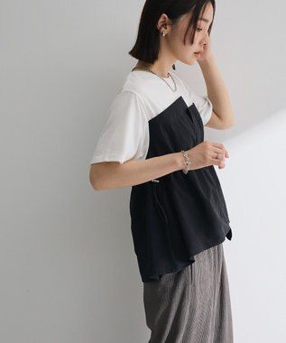 Green Parks ビスチェドッキングドロスト５分袖プルオーバー Khaki