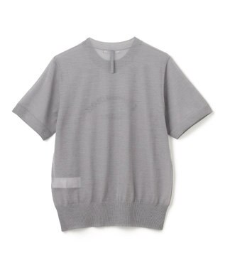 BEIGE， 【洗える・GLOW 10月号掲載】CADDO / シアーウールメッセージロゴＴニット Md.Gray