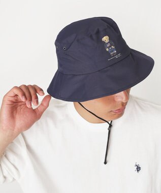 MOONBAT 【WEB限定】POLO RALPH LAUREN（ポロ ラルフ ローレン）遮光 レインハット  FLAG BEAR ポロベア ネイビーブルー