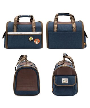 PET PARADISE スヌーピー ワッペン 折り畳み キャリーバッグ Ｍ ネイビー