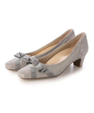 Riz raffinee <Riz raffinee>【3E】グログランリボンパンプス グレーメタリック