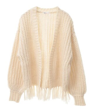 CRAFT STANDARD BOUTIQUE 洗える/フリンジニットカーディガン Ivory