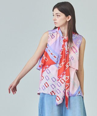 GRACE CONTINENTAL チェーンレイヤードノースリーブ レッド