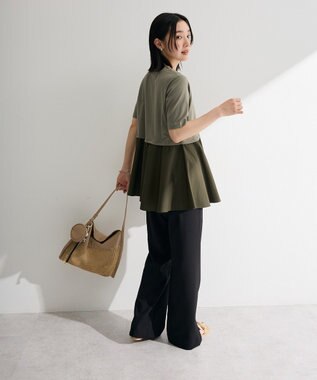 Green Parks 異素材ドッキングペプラムプルオーバー Khaki