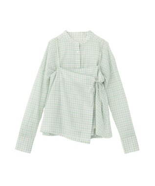 earth music&ecology 【予約】【綿100％】SET2点エプロンライクビスチェ＋シャツ グリーン